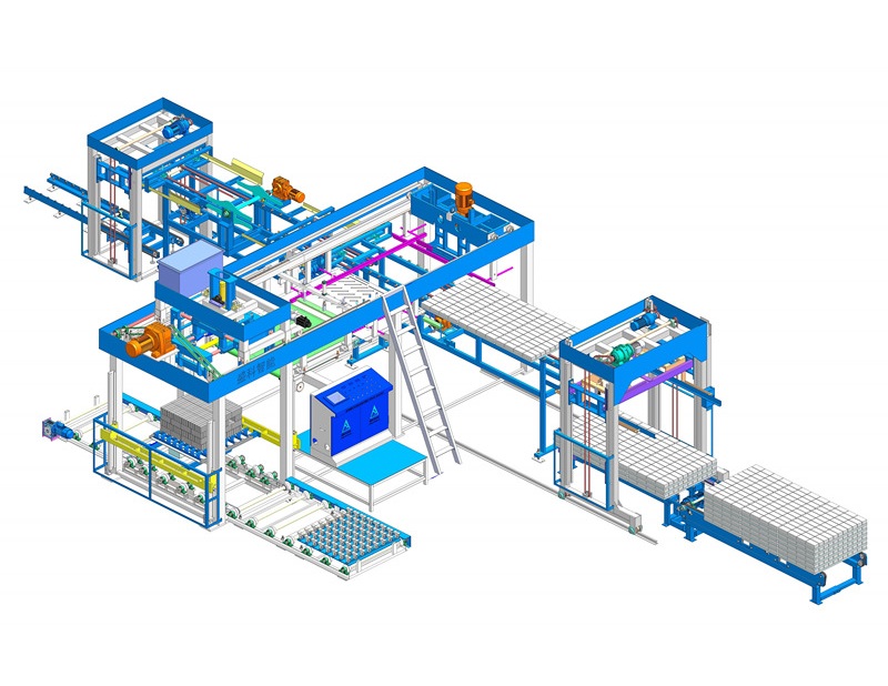 Apiladora de ladrillos/bloques con servomotor completo y máquina empaquetadora