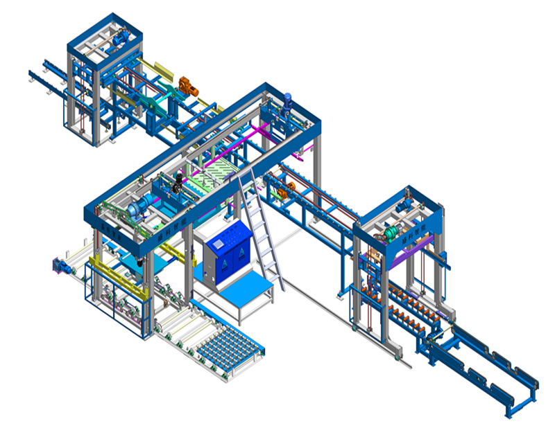 Apilador automático con máquina empacadora de tiras giratorias inferiores