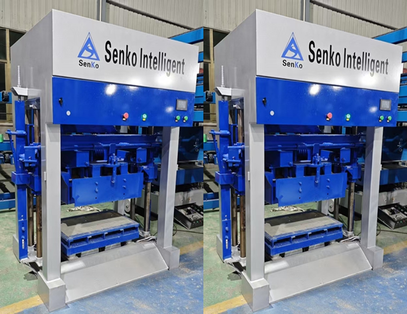 Máquina para fabricar bloques controlada por botones manuales